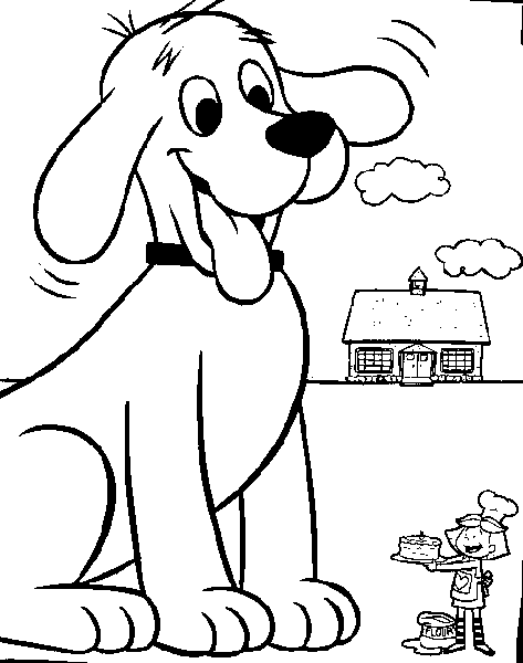 coloriage clifford et le gateau de sa jeune maitresse